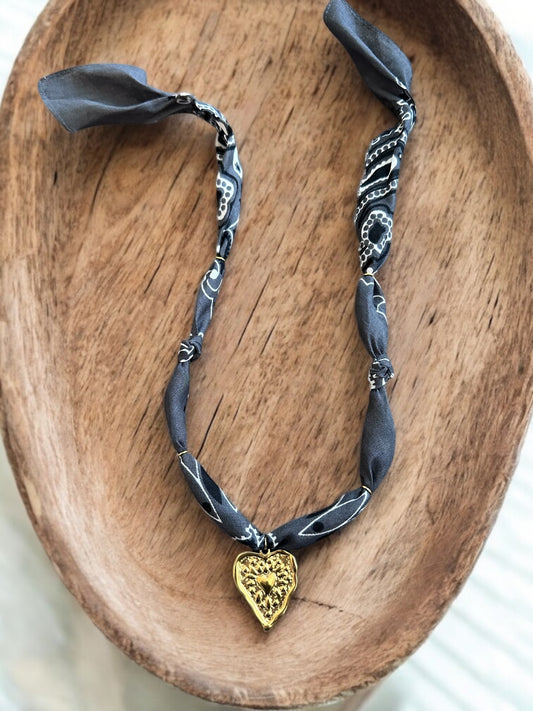 Dark Grey with Large Gold Heart