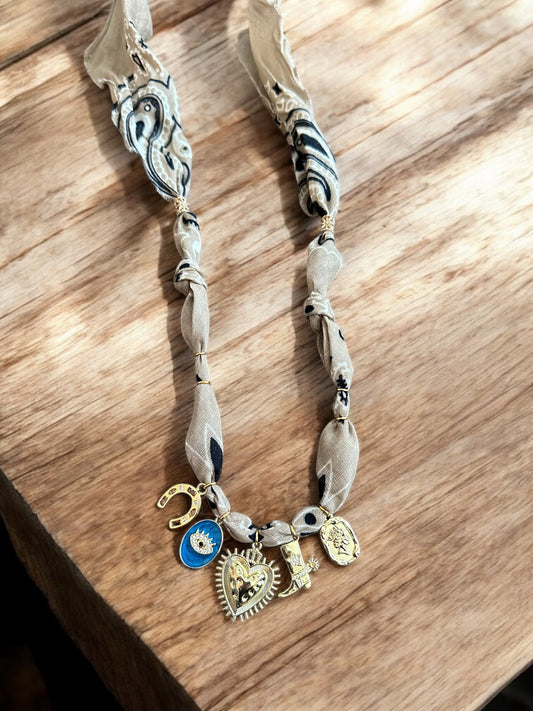 Tan with Large Gold Heart and Blue Evil Eye