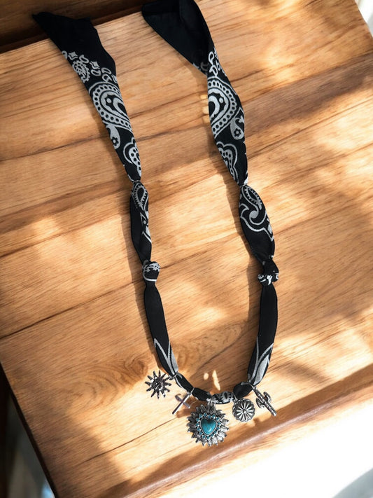 Black with Large Silver Heart