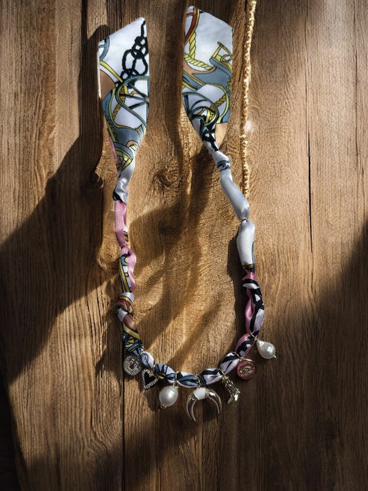 Pink & White Silk with Italian Horn
