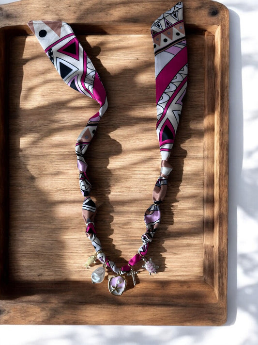 Pink Multicolor Silk with Beach Pearl