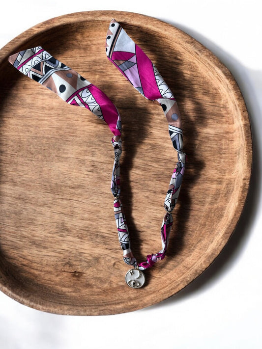 Pink Multicolor Silk with Evil Eye