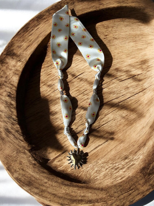 Yellow Silk with Sunburst Heart