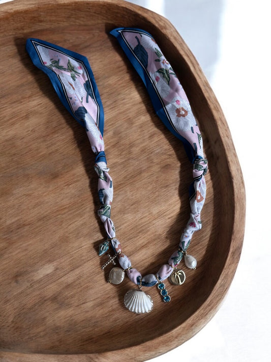 Pink and Blue Floral with Seashell