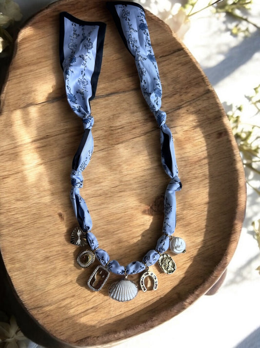 Blue Floral with Seashell