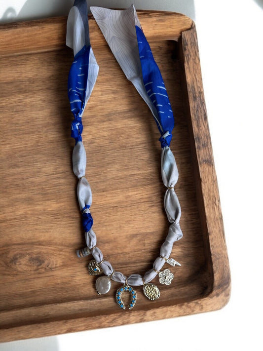Ivory and Blue with Turquoise Horseshoe