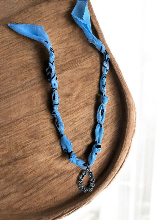 Blue with Vintage Silver and Blue Pendant