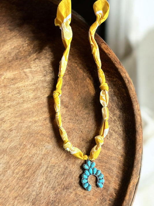 Yellow with Vintage Turquoise Horseshoe